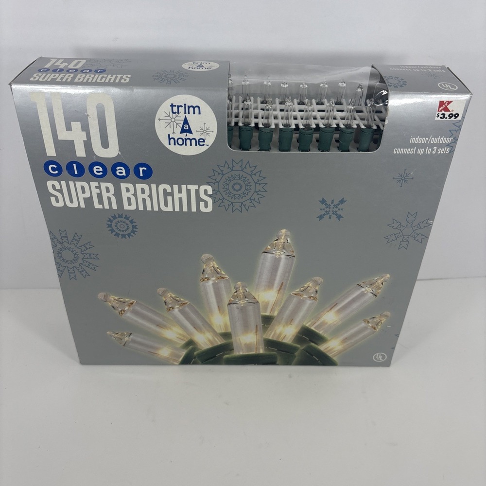 Trim A Home 140 Clear Super Bright Christmas Lights Indoor Outdoor Vintage Kmart